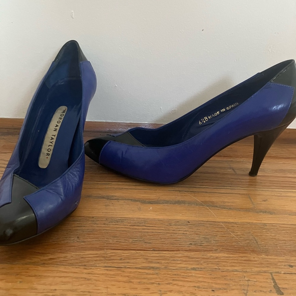 Women's Blue and Black Heels